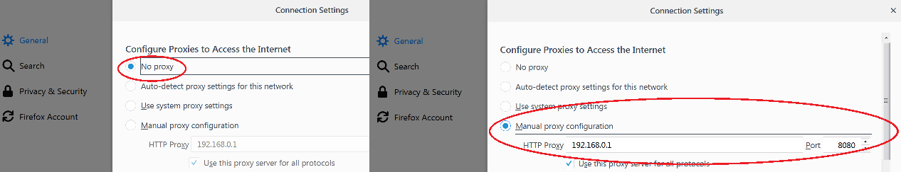 Firefox - подешавање proxy-сервера